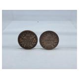 1874 and 1885 Canada Dimes