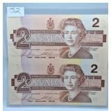 Pair of Choice Uncirculated 1986 Canada Two Dollar