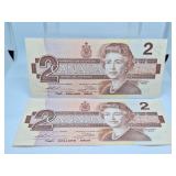 Two in a Row Choice Uncirculated 1986 Canada Two