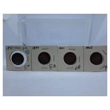 1891, 1897, 1901 and 1905 U.S.A. Pennies