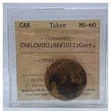 ICCS Graded Mint State 1820 Canada Token.