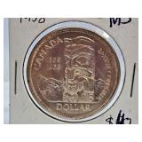 Mint State 1958 Canada One Dollar Coin