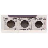 3 Bank of Upper Canada 1/2 Pennies-1850 1852, 1854