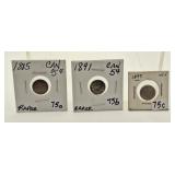 1885, 1891, 1899, Rarer Canada 5 Cent Silver