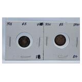 1916 and 1920 Canada Nickels
