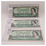 3 in a row or sequence-1954 Choice Uncirculated