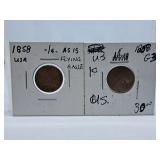 Pair of 1858 U.S.A. 'Flying Eagle' Pennies
