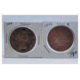 1954 and 1972 Canada One Dollar Coins