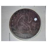 1854 U.S.A. Half-Dollar Coin with Hole