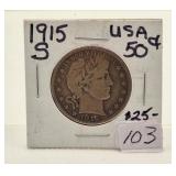 1915S USA Silver 50 cent piece