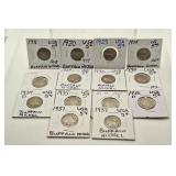 14 Buffalo Nickels Starting With 1916 - Various