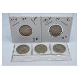1924, 1928, 1929, 1930 and 1931 Canada Nickels