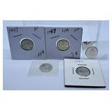 1947, 1963, 1965, 1966 and 1987 Canada Dimes