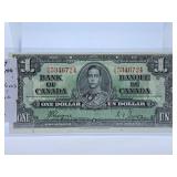 1937 Canada One Dollar Bill with Great Color. Has