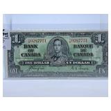 1937 Canada One Dollar Bill with Vibrant Color