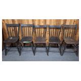 5 wooden spindle back dining room chairs