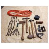 Tool lot! Extension cords, hammers. Pipe cutter.