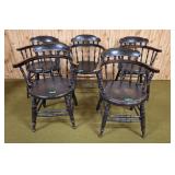 5 vintage barrel spindle chairs. (A few