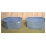 Pair of galvanized buckets. 25 1/2" l x 15 1/2" d