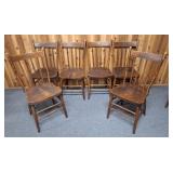 6 solid wood spindle back chairs. Great for
