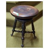 Swivel Piano Seat Stool with claw feet & glass