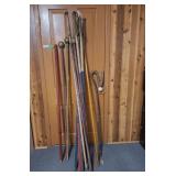 Grouping of decorative spears, wood burled