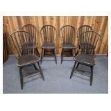 6 solid wood hoop & spindle back chairs. Great