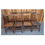 8 solid wood spindle back chairs. Great for