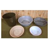 Enamel, galvanized, and metal porch buckets &