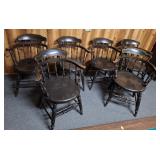 6 vintage barrel & spindle chairs