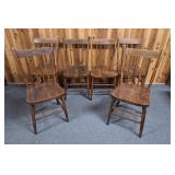 6 solid wood spindle back chairs. Great for