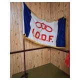 IOOF flag with metal stand. 95" high. Flag by