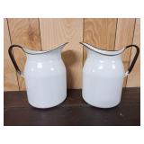 Vintage enamel pitchers. Great for your porch