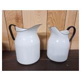 Vintage enamel pitchers. Great for your porch