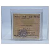 ICCS Graded Mint State 1943 Canada Dime