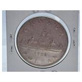 Very Fine 1951 Canada One Dollar Coin