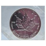 2003 .9999 Fine Silver 1 Oz Canada Five Dollar