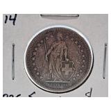 1914 Switzerland One Franc Coin