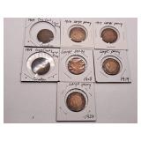 Seven Large Pennies - 1909, 1916, 1917, 1918x2,