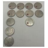 Twelve  2012/2013 Canada Quarters, 1812 Colored