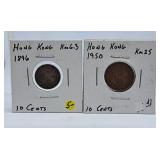 1896 and 1950 Hong Kong Dimes