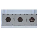 1929, 1930 and 1964 Canada Nickels
