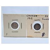 1911 and 1912 Canada Nickels