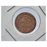 Extra Fine 1929 Newfoundland Nickel