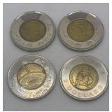 1999, 2011, 2017 Canada Two Dollar Coins. John A
