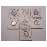 Seven 1967 Centennial Nickels
