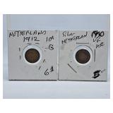 1912 and 1928 Netherlands Dimes