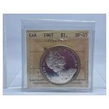 ICCS Graded Specimen 1967 Canada One Dollar Coin