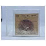 ICCS Graded Mint State 1955 Canada One Dollar