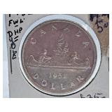About Uncirculated 1952 Canada One Dollar Coin